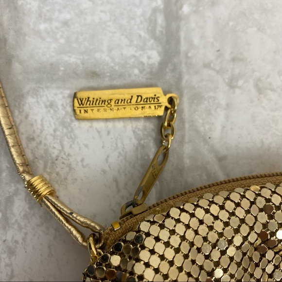 Whiting and Davis Vintage Gold Sequin Small Crossbody Purse - Picture 3 of 4